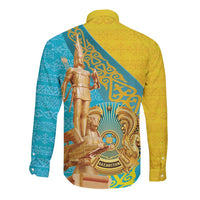 Issyk Mystery Kazakhstan Golden Man Long Sleeve Button Shirt - Wonder Print Shop
