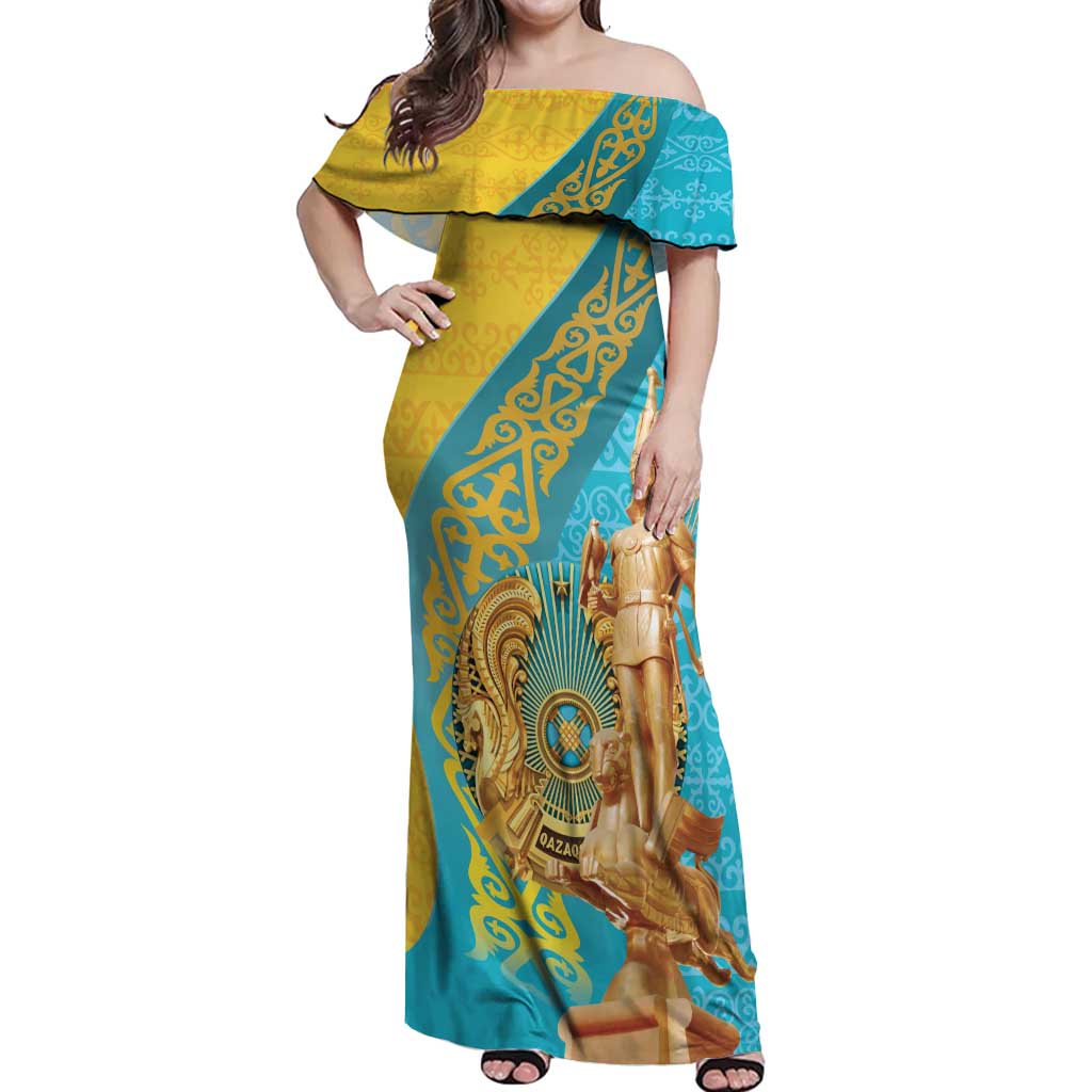 Issyk Mystery Kazakhstan Golden Man Off Shoulder Maxi Dress - Wonder Print Shop