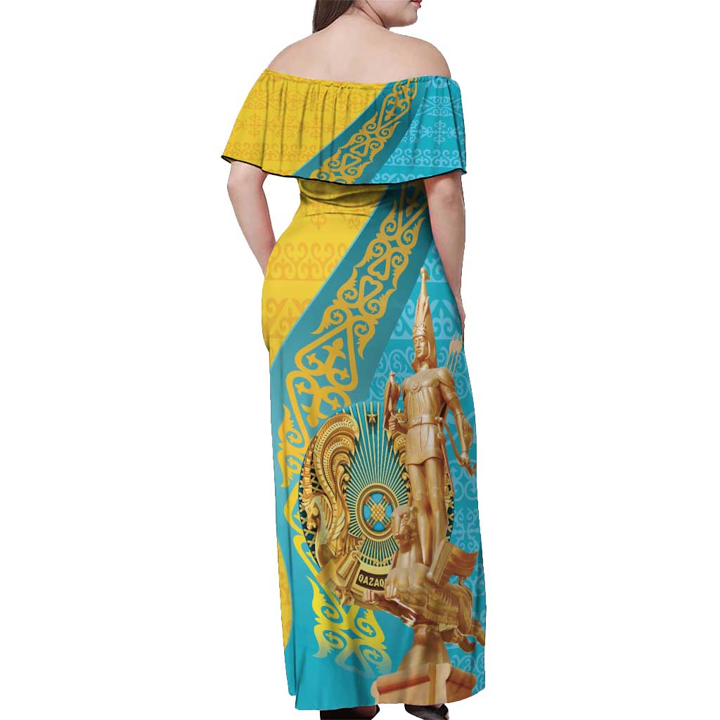 Issyk Mystery Kazakhstan Golden Man Off Shoulder Maxi Dress - Wonder Print Shop