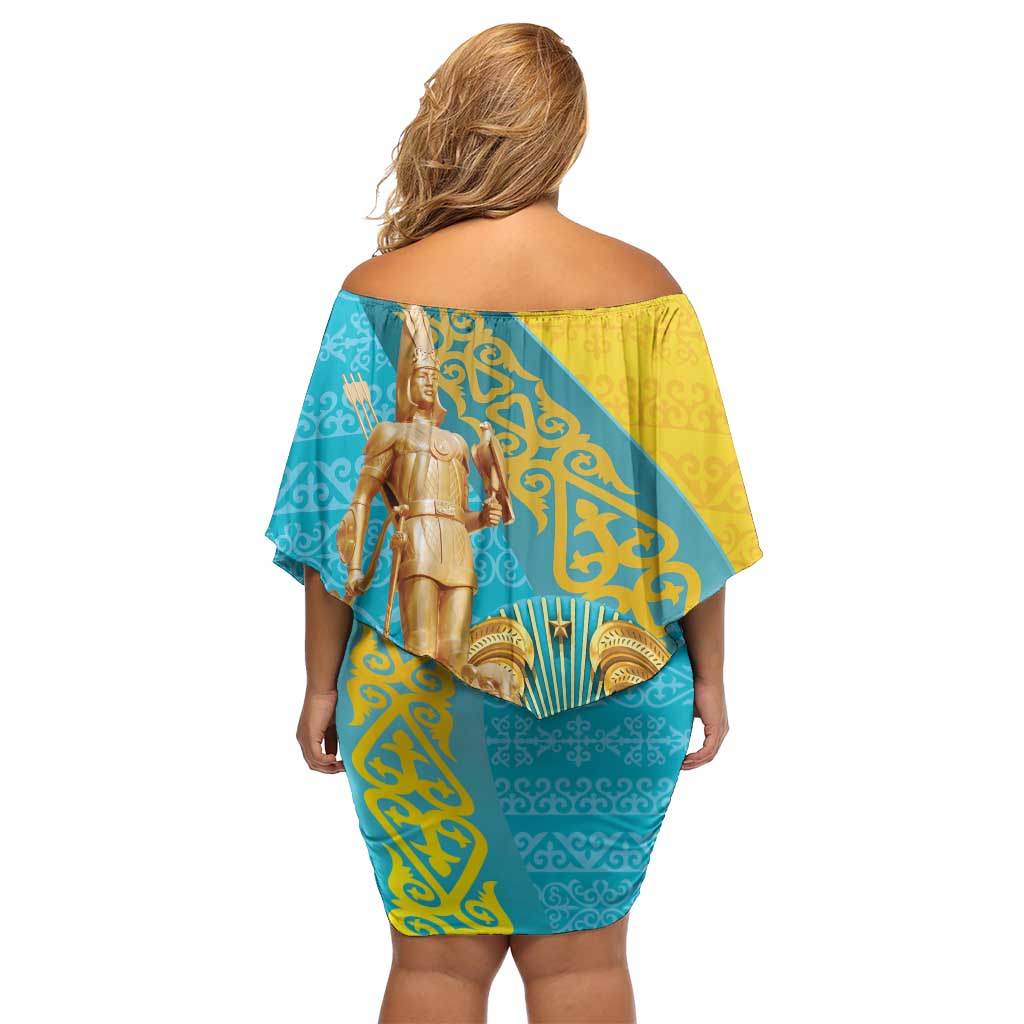 Issyk Mystery Kazakhstan Golden Man Off Shoulder Short Dress - Wonder Print Shop