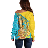 Issyk Mystery Kazakhstan Golden Man Off Shoulder Sweater - Wonder Print Shop