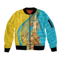 Issyk Mystery Kazakhstan Golden Man Sleeve Zip Bomber Jacket - Wonder Print Shop