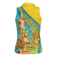 Issyk Mystery Kazakhstan Golden Man Women Sleeveless Polo Shirt - Wonder Print Shop