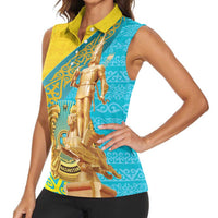 Issyk Mystery Kazakhstan Golden Man Women Sleeveless Polo Shirt - Wonder Print Shop