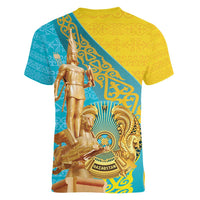 Issyk Mystery Kazakhstan Golden Man Women V-Neck T-Shirt - Wonder Print Shop