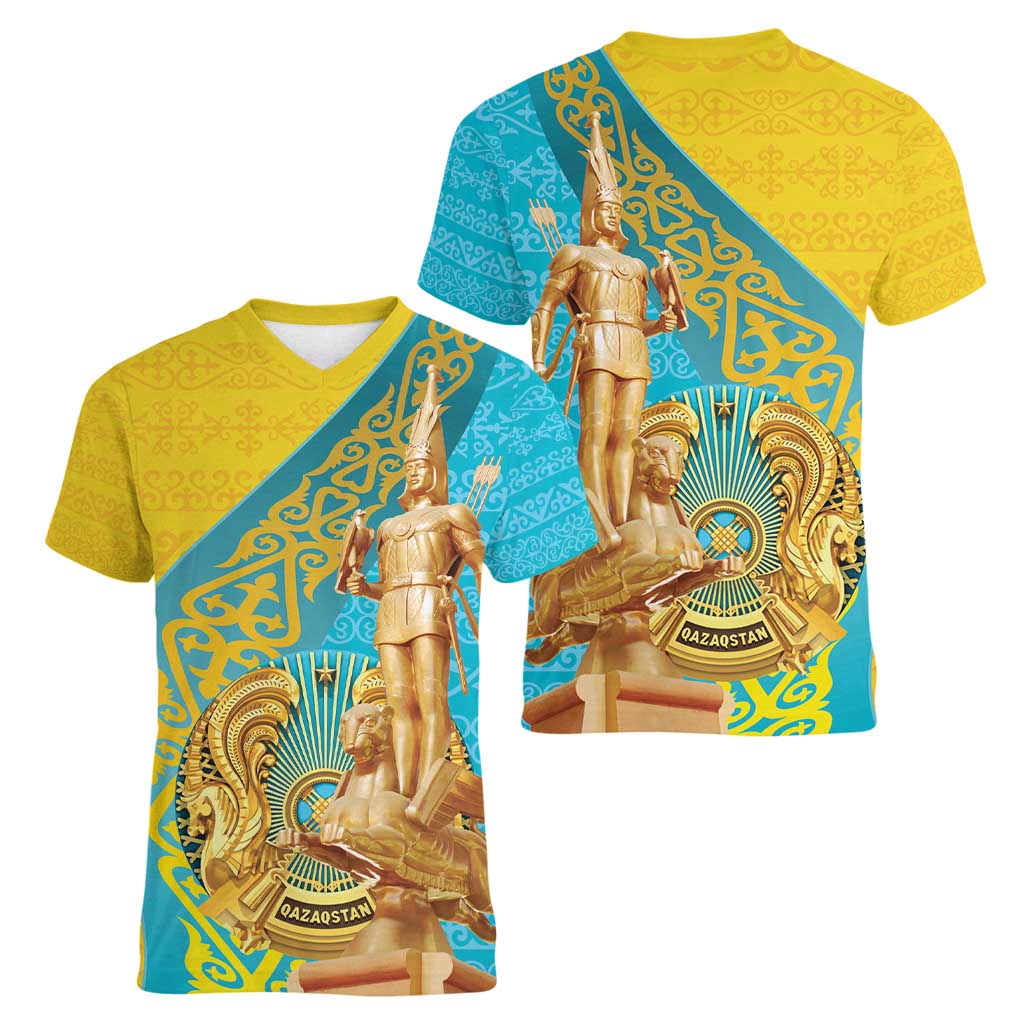 Issyk Mystery Kazakhstan Golden Man Women V-Neck T-Shirt - Wonder Print Shop