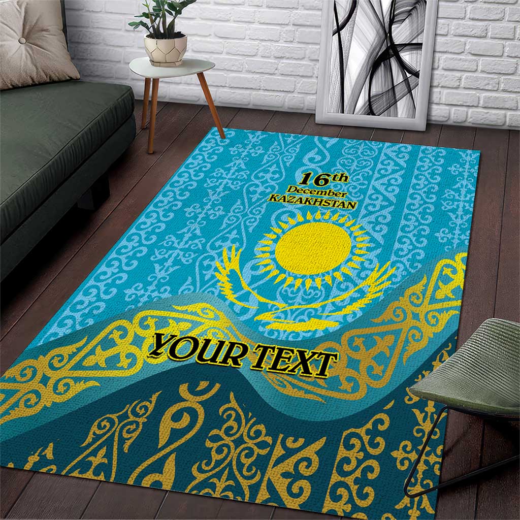 Kazakhstan Independence Day Personalized Area Rug 16 December with Kazakh Pattern LT9 - Wonder Print Shop