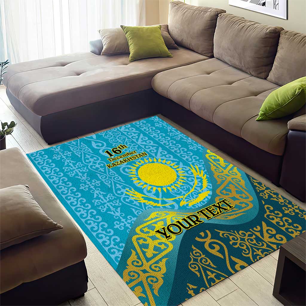 Kazakhstan Independence Day Personalized Area Rug 16 December with Kazakh Pattern LT9 - Wonder Print Shop