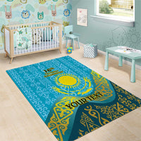 Kazakhstan Independence Day Personalized Area Rug 16 December with Kazakh Pattern LT9 - Wonder Print Shop