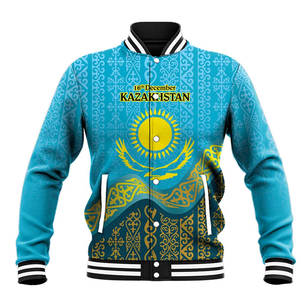 Kazakhstan Independence Day Personalized Baseball Jacket 16 December with Kazakh Pattern LT9 - Wonder Print Shop