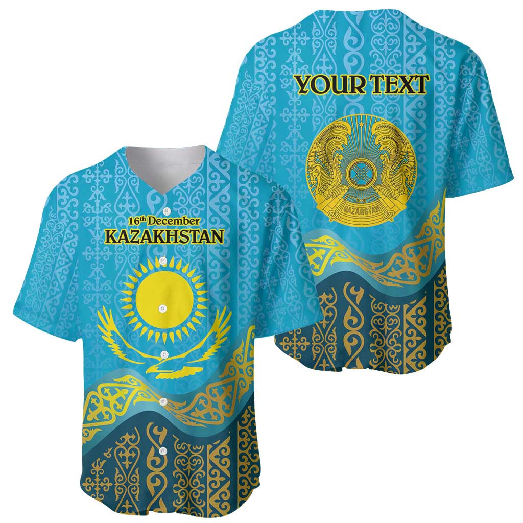 Kazakhstan Independence Day Personalized Baseball Jersey 16 December with Kazakh Pattern LT9 - Wonder Print Shop