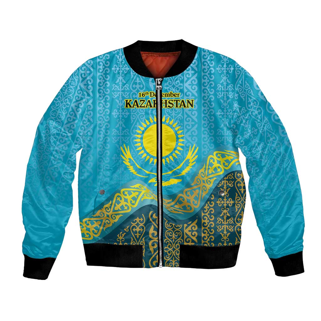 Kazakhstan Independence Day Personalized Bomber Jacket 16 December with Kazakh Pattern LT9 - Wonder Print Shop