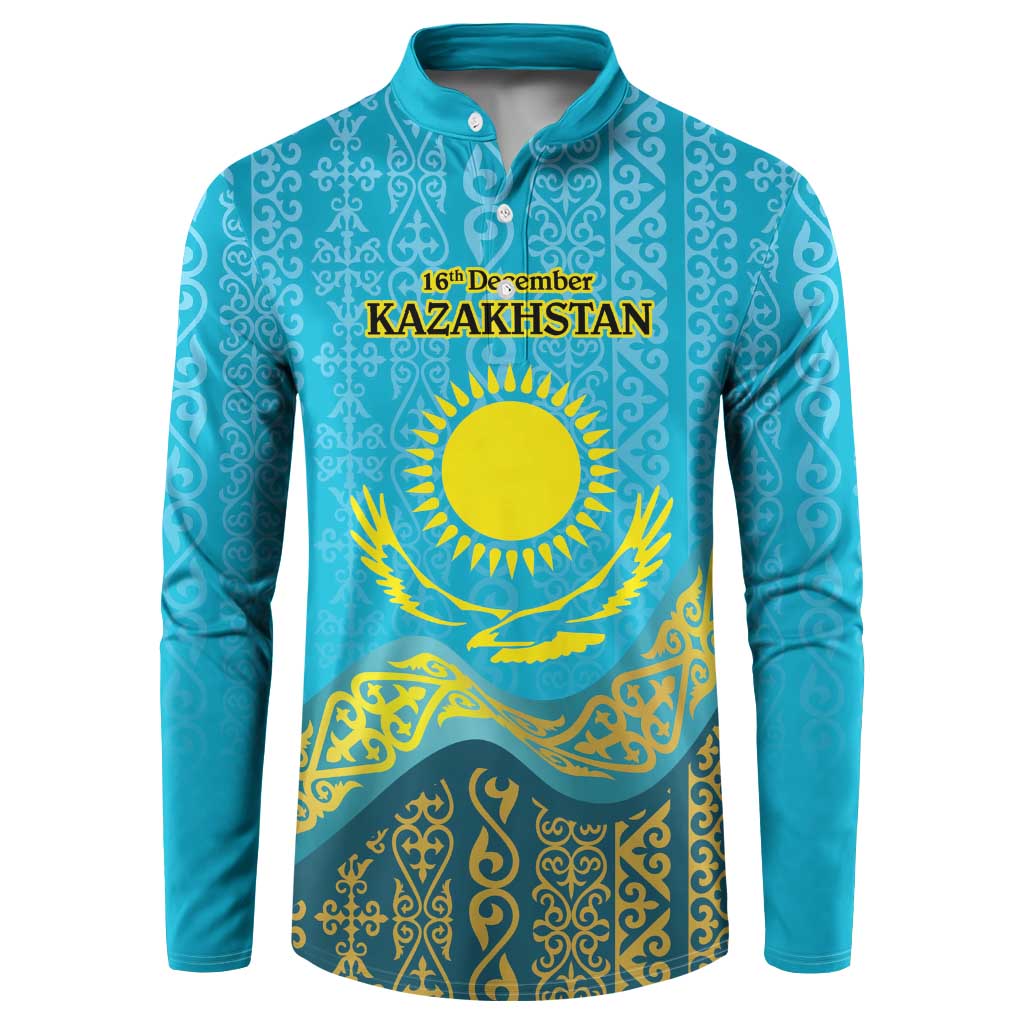 Kazakhstan Independence Day Personalized Button Sweatshirt 16 December with Kazakh Pattern LT9 - Wonder Print Shop