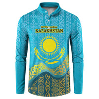 Kazakhstan Independence Day Personalized Button Sweatshirt 16 December with Kazakh Pattern LT9 - Wonder Print Shop