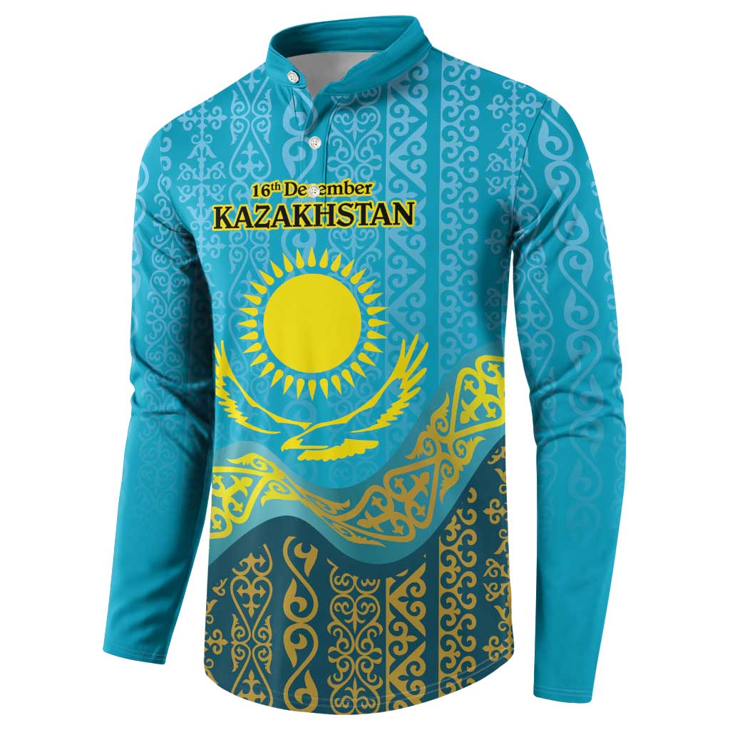 Kazakhstan Independence Day Personalized Button Sweatshirt 16 December with Kazakh Pattern LT9 - Wonder Print Shop