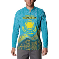 Kazakhstan Independence Day Personalized Button Sweatshirt 16 December with Kazakh Pattern LT9 - Wonder Print Shop