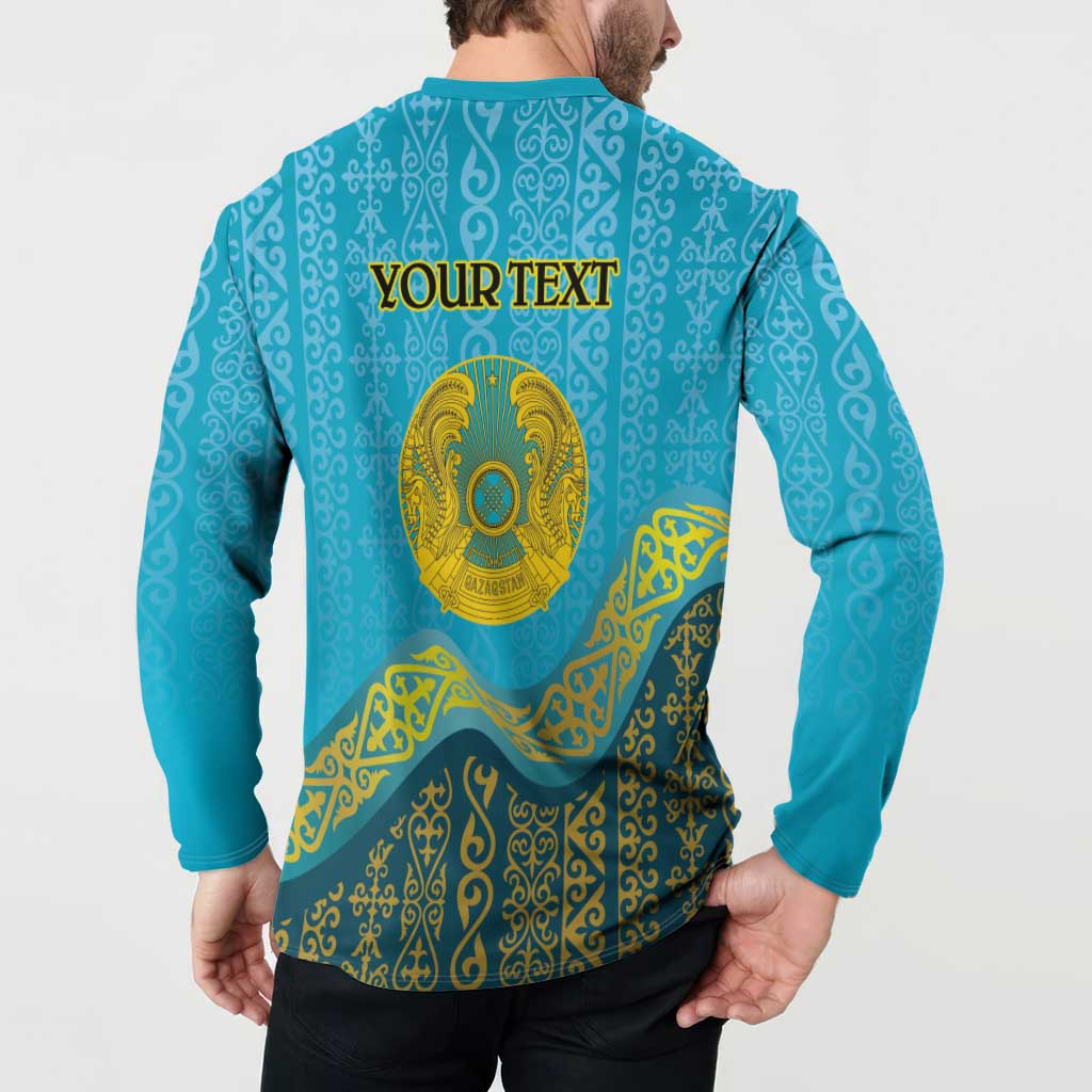 Kazakhstan Independence Day Personalized Button Sweatshirt 16 December with Kazakh Pattern LT9 - Wonder Print Shop