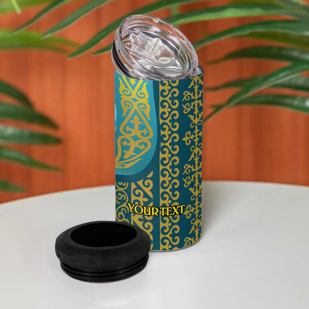 Kazakhstan Independence Day Personalized 4 in 1 Can Cooler Tumbler 16 December with Kazakh Pattern LT9 - Wonder Print Shop