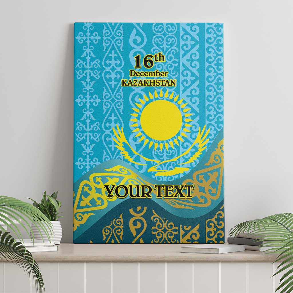 Kazakhstan Independence Day Personalized Canvas Wall Art 16 December with Kazakh Pattern LT9 - Wonder Print Shop