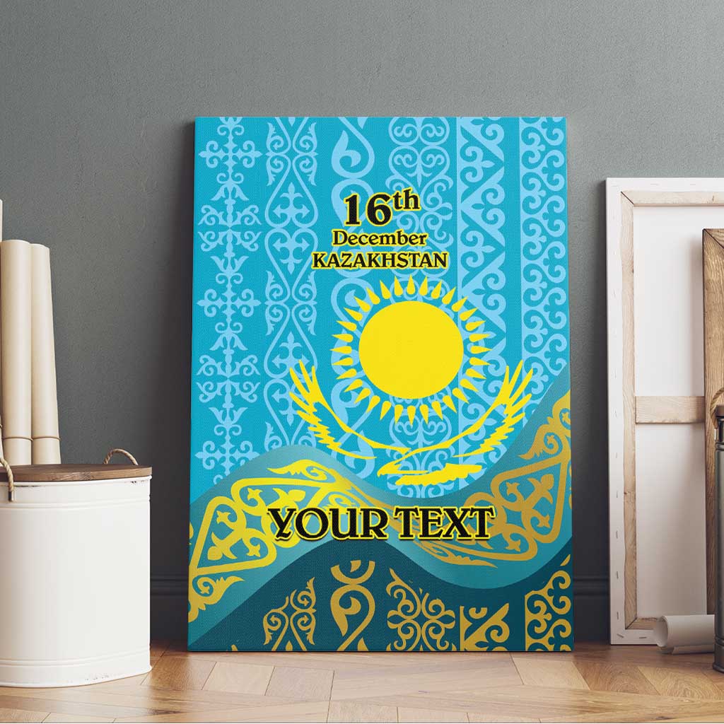 Kazakhstan Independence Day Personalized Canvas Wall Art 16 December with Kazakh Pattern LT9 - Wonder Print Shop