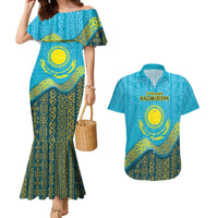 Kazakhstan Independence Day Personalized Couples Matching Mermaid Dress and Hawaiian Shirt 16 December with Kazakh Pattern LT9 - Wonder Print Shop