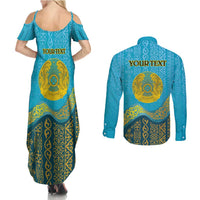 Kazakhstan Independence Day Personalized Couples Matching Summer Maxi Dress and Long Sleeve Button Shirt 16 December with Kazakh Pattern LT9 - Wonder Print Shop