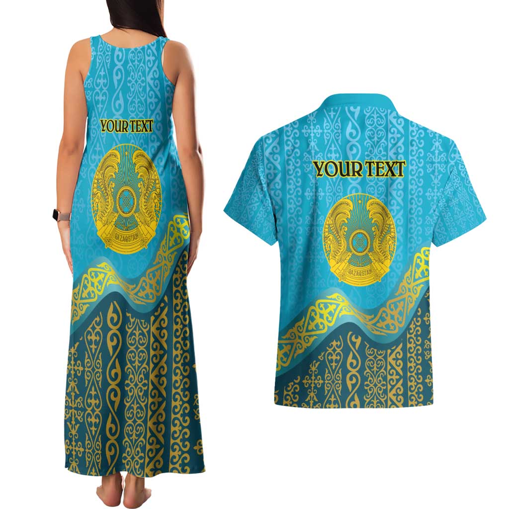 Kazakhstan Independence Day Personalized Couples Matching Tank Maxi Dress and Hawaiian Shirt 16 December with Kazakh Pattern LT9 - Wonder Print Shop