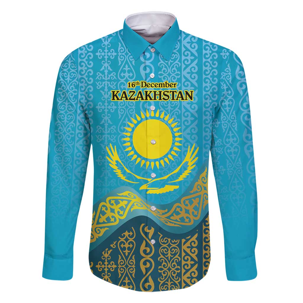 Kazakhstan Independence Day Personalized Family Matching Long Sleeve Bodycon Dress and Hawaiian Shirt 16 December with Kazakh Pattern LT9 - Wonder Print Shop