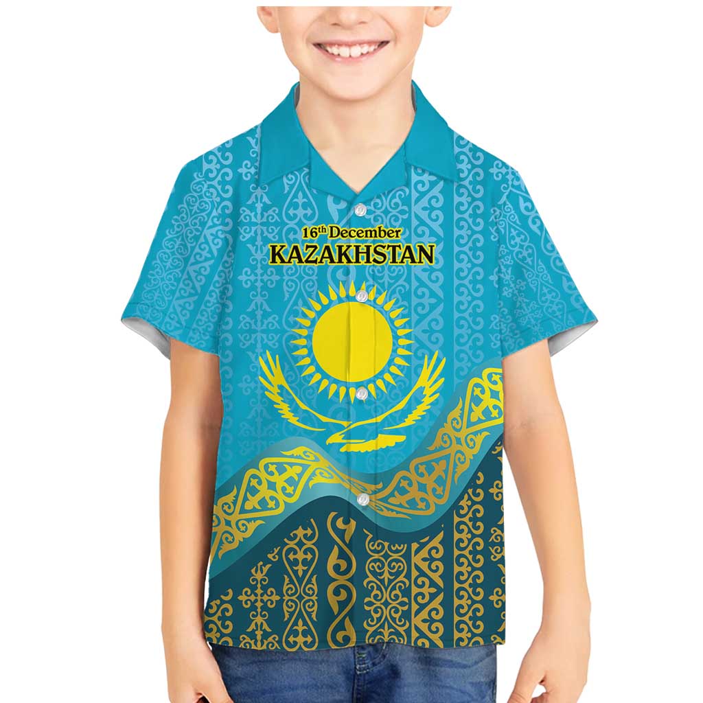 Kazakhstan Independence Day Personalized Family Matching Mermaid Dress and Hawaiian Shirt 16 December with Kazakh Pattern LT9 - Wonder Print Shop