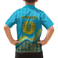 Kazakhstan Independence Day Personalized Family Matching Off Shoulder Maxi Dress and Hawaiian Shirt 16 December with Kazakh Pattern LT9 - Wonder Print Shop