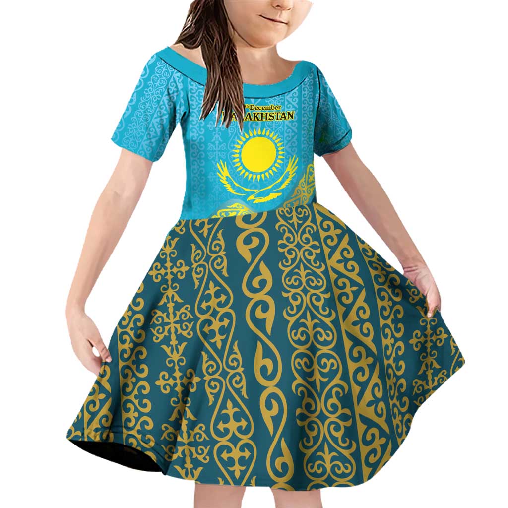 Kazakhstan Independence Day Personalized Family Matching Off Shoulder Short Dress and Hawaiian Shirt 16 December with Kazakh Pattern LT9 - Wonder Print Shop