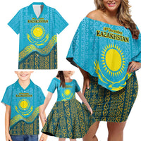 Kazakhstan Independence Day Personalized Family Matching Off Shoulder Short Dress and Hawaiian Shirt 16 December with Kazakh Pattern LT9 - Wonder Print Shop