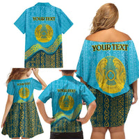 Kazakhstan Independence Day Personalized Family Matching Off Shoulder Short Dress and Hawaiian Shirt 16 December with Kazakh Pattern LT9 - Wonder Print Shop