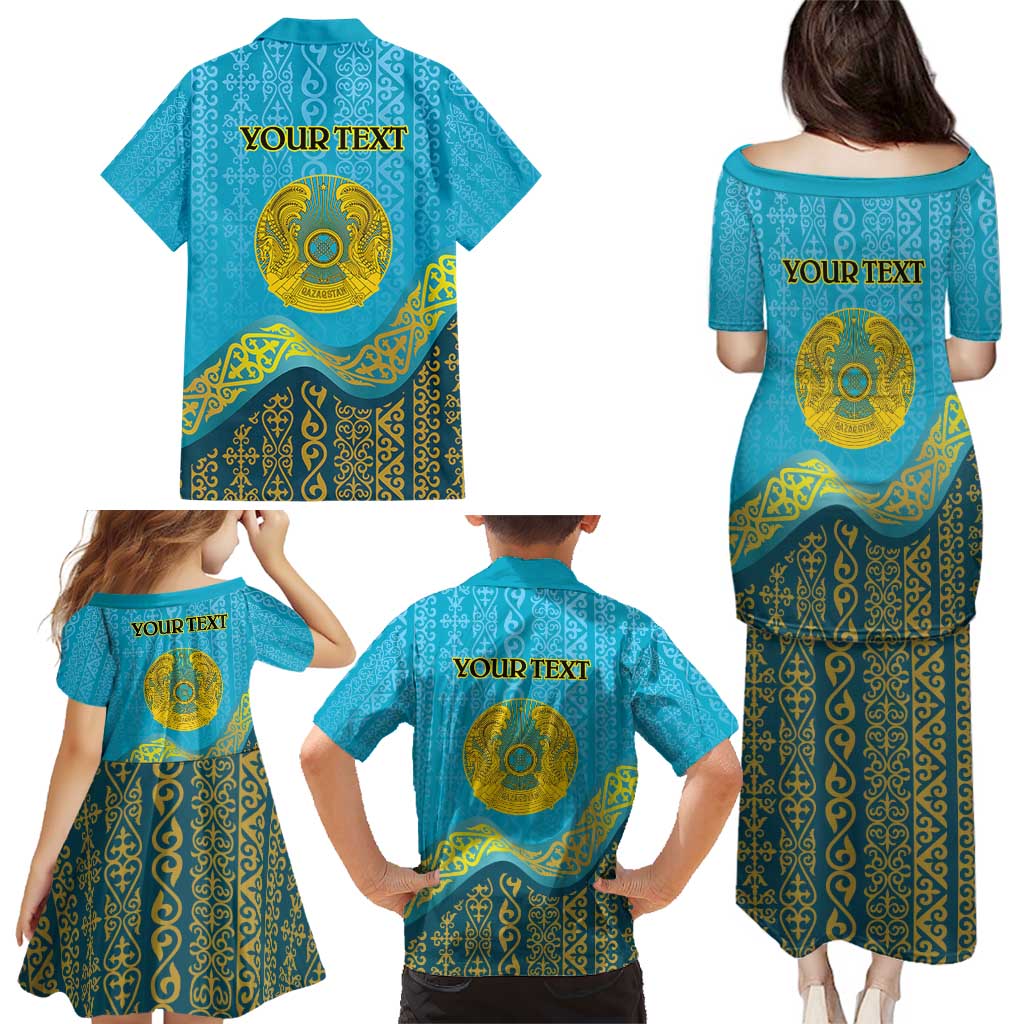 Kazakhstan Independence Day Personalized Family Matching Puletasi and Hawaiian Shirt 16 December with Kazakh Pattern - Wonder Print Shop