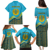 Kazakhstan Independence Day Personalized Family Matching Puletasi and Hawaiian Shirt 16 December with Kazakh Pattern - Wonder Print Shop