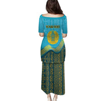 Kazakhstan Independence Day Personalized Family Matching Puletasi and Hawaiian Shirt 16 December with Kazakh Pattern - Wonder Print Shop