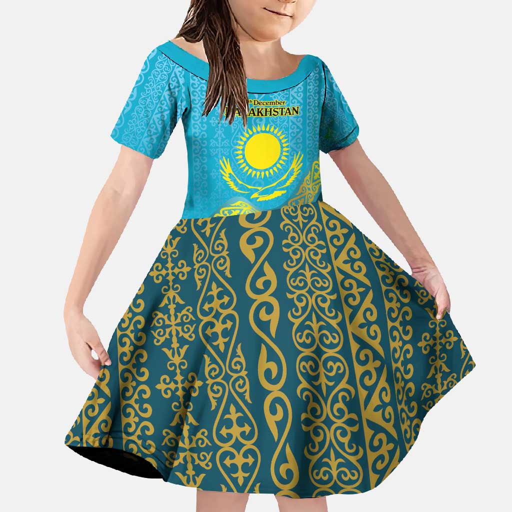 Kazakhstan Independence Day Personalized Family Matching Summer Maxi Dress and Hawaiian Shirt 16 December with Kazakh Pattern - Wonder Print Shop