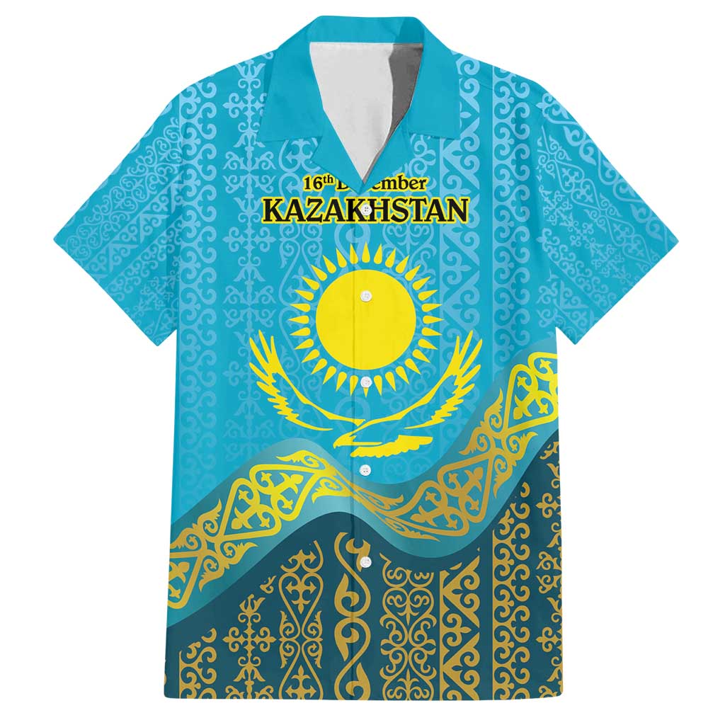 Kazakhstan Independence Day Personalized Family Matching Summer Maxi Dress and Hawaiian Shirt 16 December with Kazakh Pattern - Wonder Print Shop