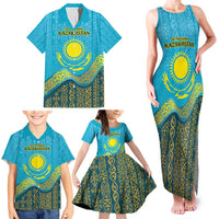 Kazakhstan Independence Day Personalized Family Matching Tank Maxi Dress and Hawaiian Shirt 16 December with Kazakh Pattern - Wonder Print Shop