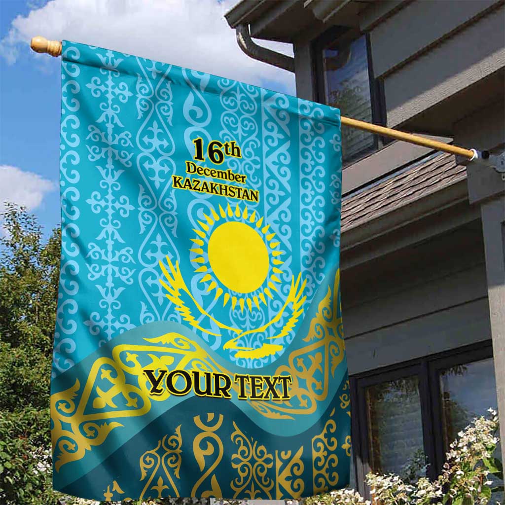 Kazakhstan Independence Day Personalized Garden Flag 16 December with Kazakh Pattern - Wonder Print Shop