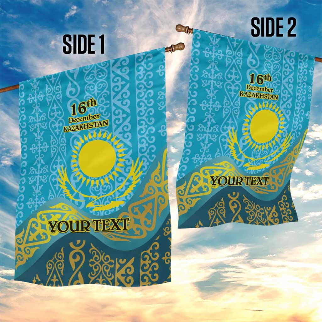 Kazakhstan Independence Day Personalized Garden Flag 16 December with Kazakh Pattern - Wonder Print Shop