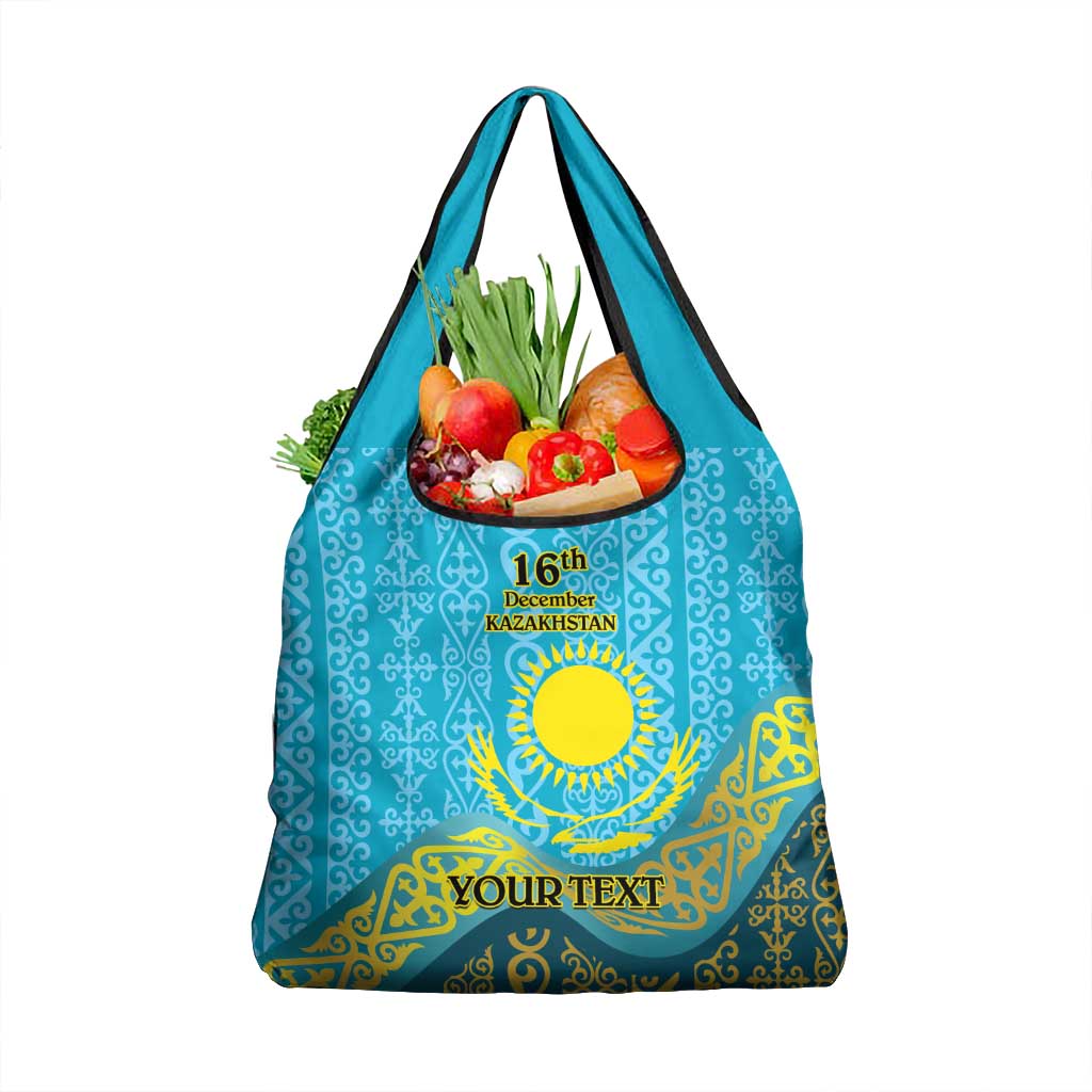 Kazakhstan Independence Day Personalized Grocery Bag 16 December with Kazakh Pattern