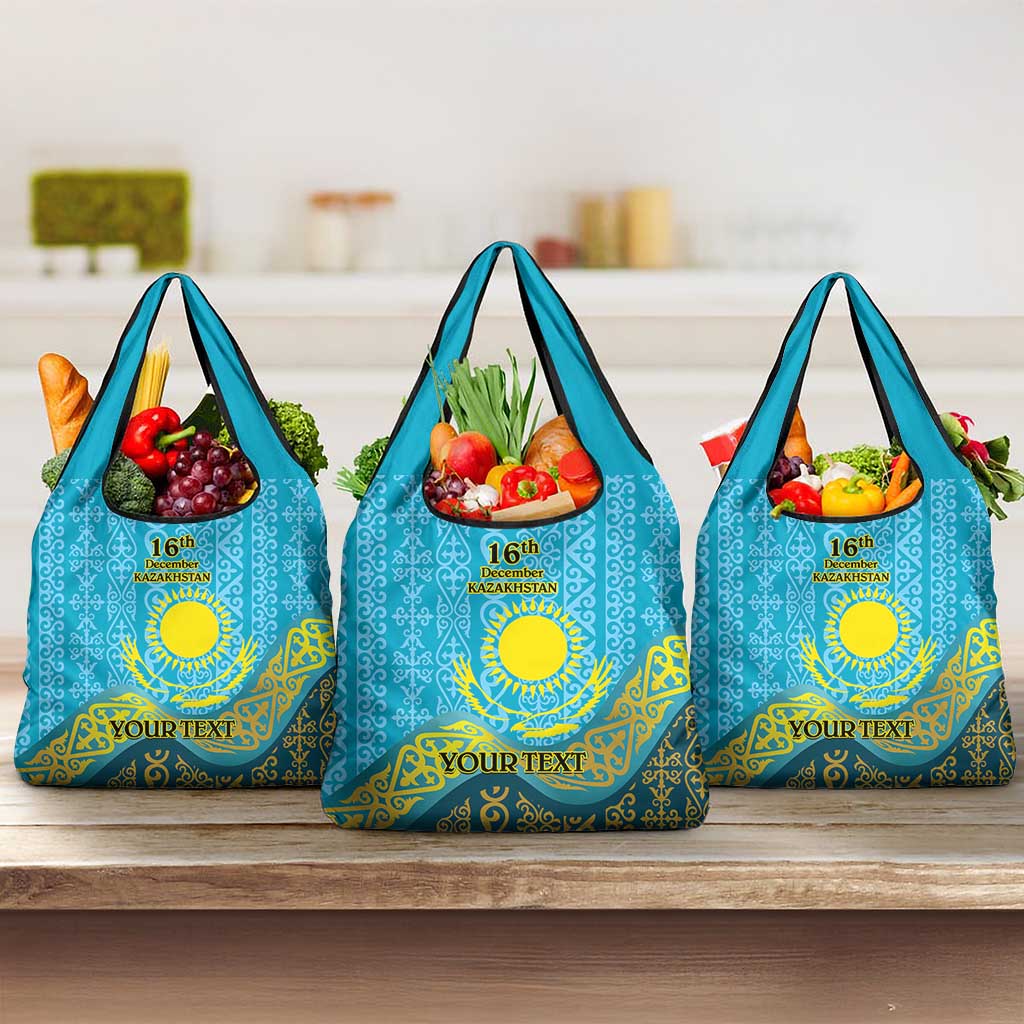 Kazakhstan Independence Day Personalized Grocery Bag 16 December with Kazakh Pattern