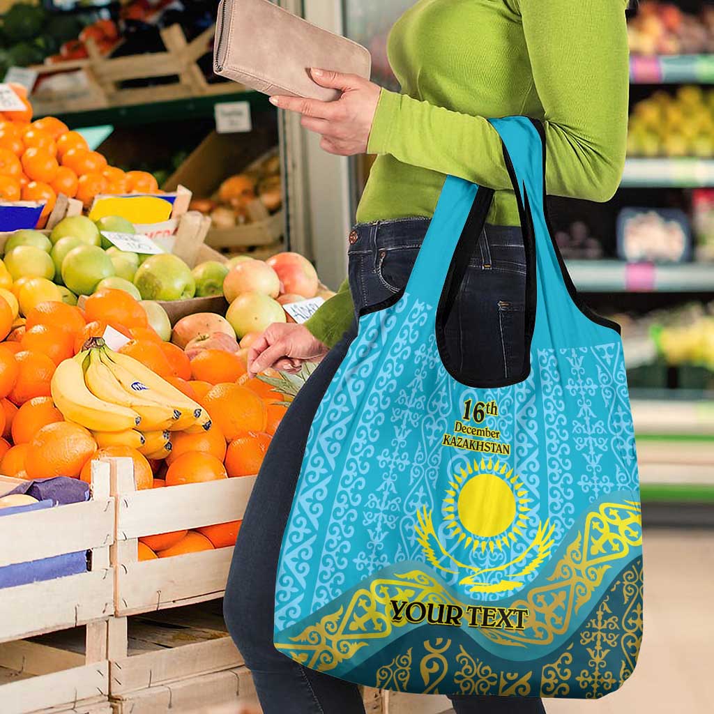 Kazakhstan Independence Day Personalized Grocery Bag 16 December with Kazakh Pattern