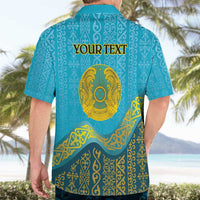 Kazakhstan Independence Day Personalized Hawaiian Shirt 16 December with Kazakh Pattern - Wonder Print Shop