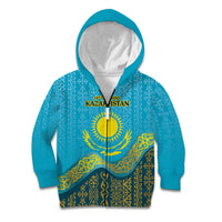 Kazakhstan Independence Day Personalized Kid Hoodie 16 December with Kazakh Pattern - Wonder Print Shop