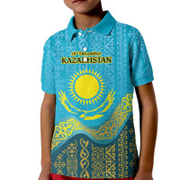 Kazakhstan Independence Day Personalized Kid Polo Shirt 16 December with Kazakh Pattern - Wonder Print Shop