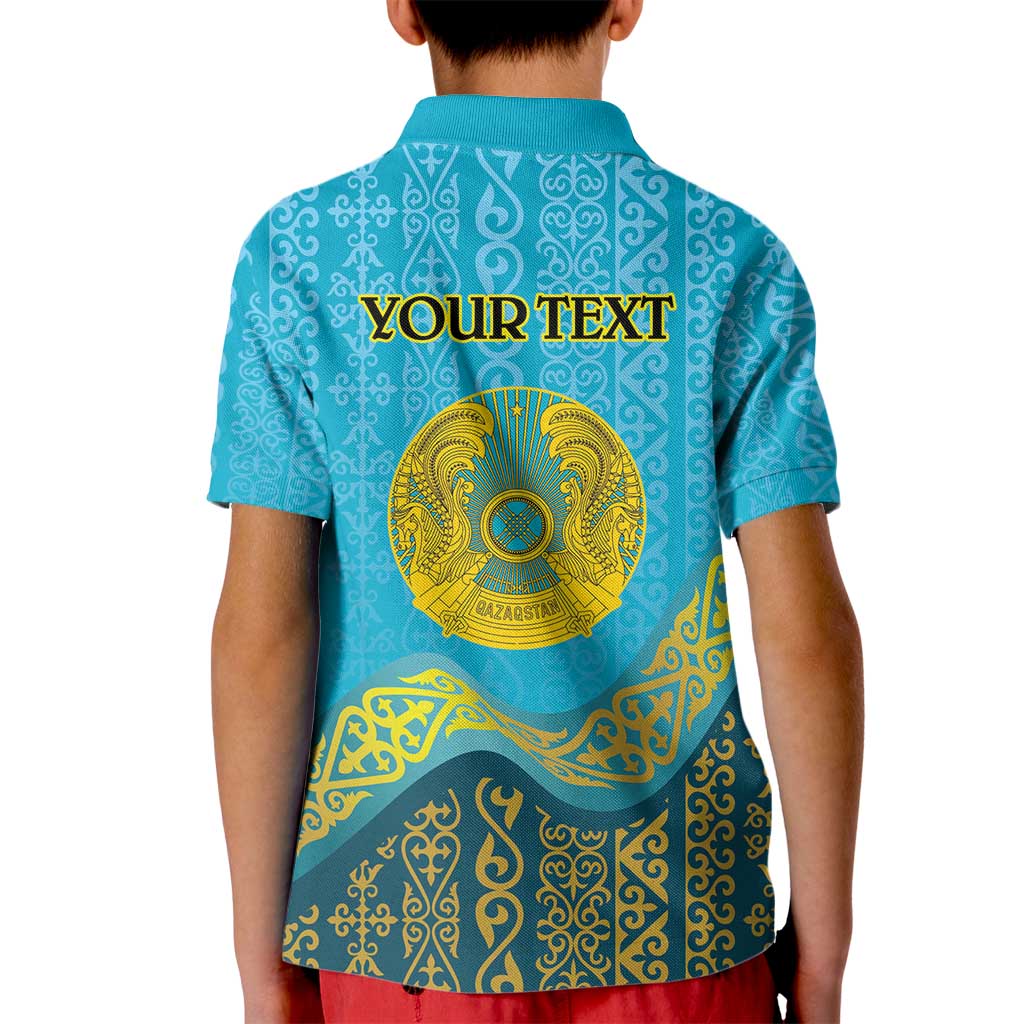 Kazakhstan Independence Day Personalized Kid Polo Shirt 16 December with Kazakh Pattern - Wonder Print Shop