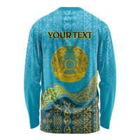 Kazakhstan Independence Day Personalized Long Sleeve Shirt 16 December with Kazakh Pattern - Wonder Print Shop