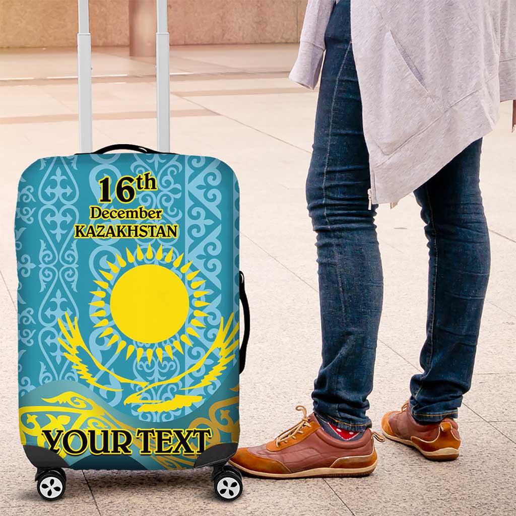 Kazakhstan Independence Day Personalized Luggage Cover 16 December with Kazakh Pattern - Wonder Print Shop